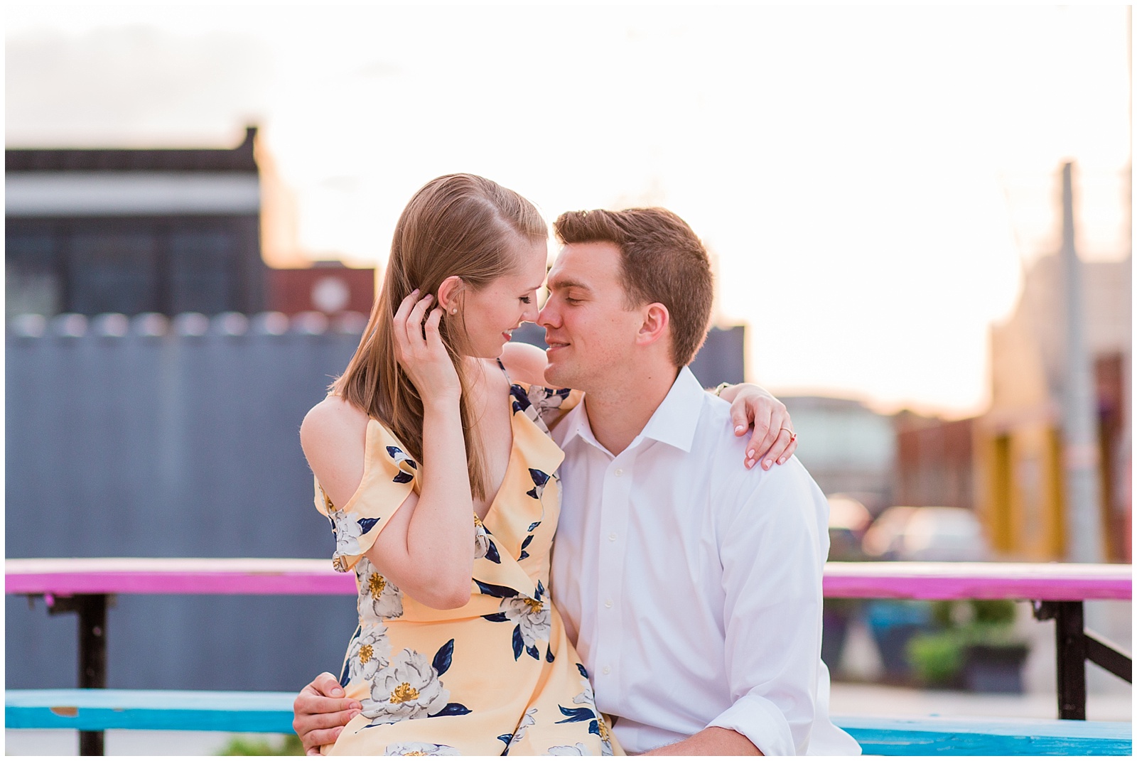 downtown Norfolk Va engagement session freemason neon district