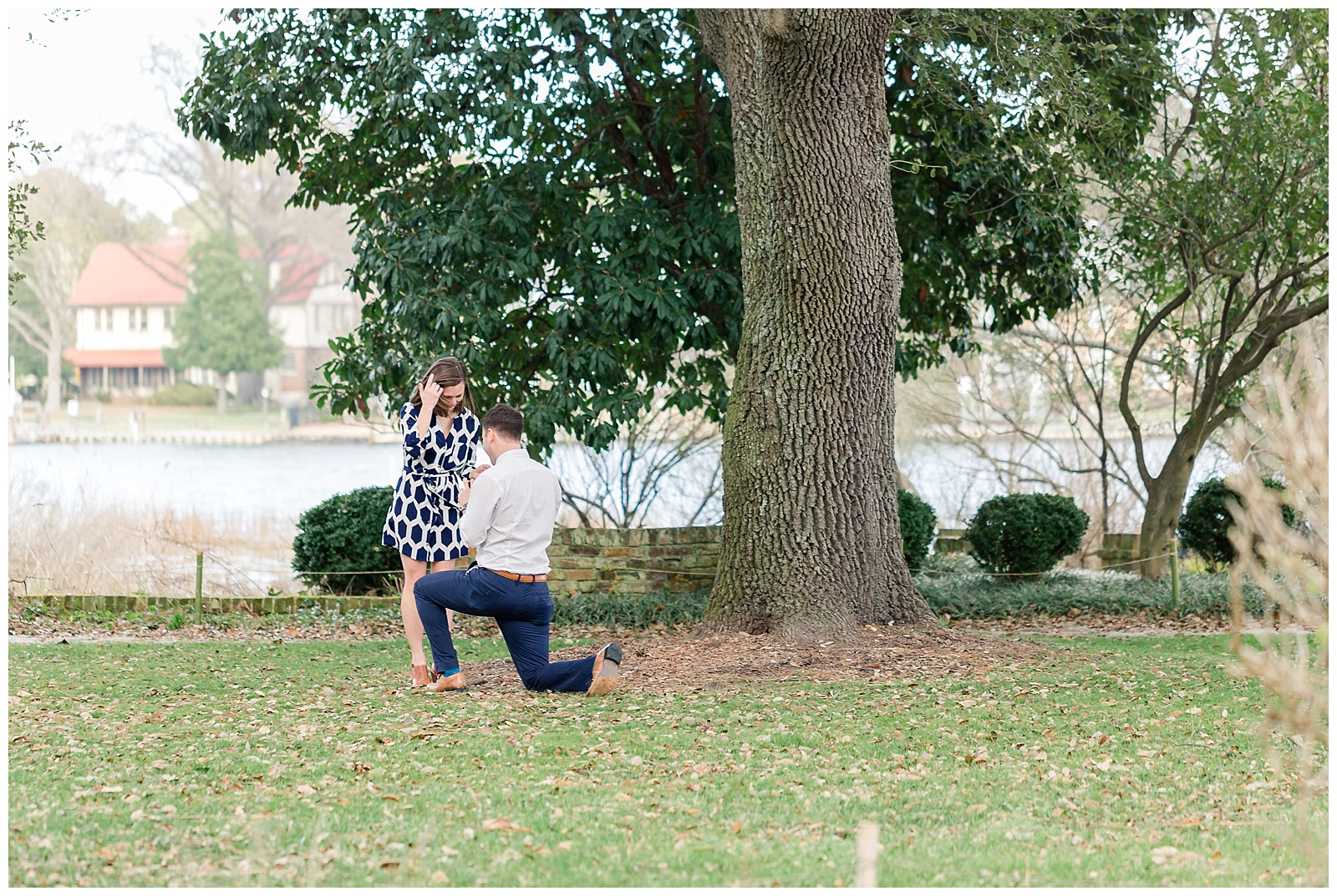surprise proposal at the Hermitage Museum and Gardens Norfolk, Va by Michael and Jasmine Photography