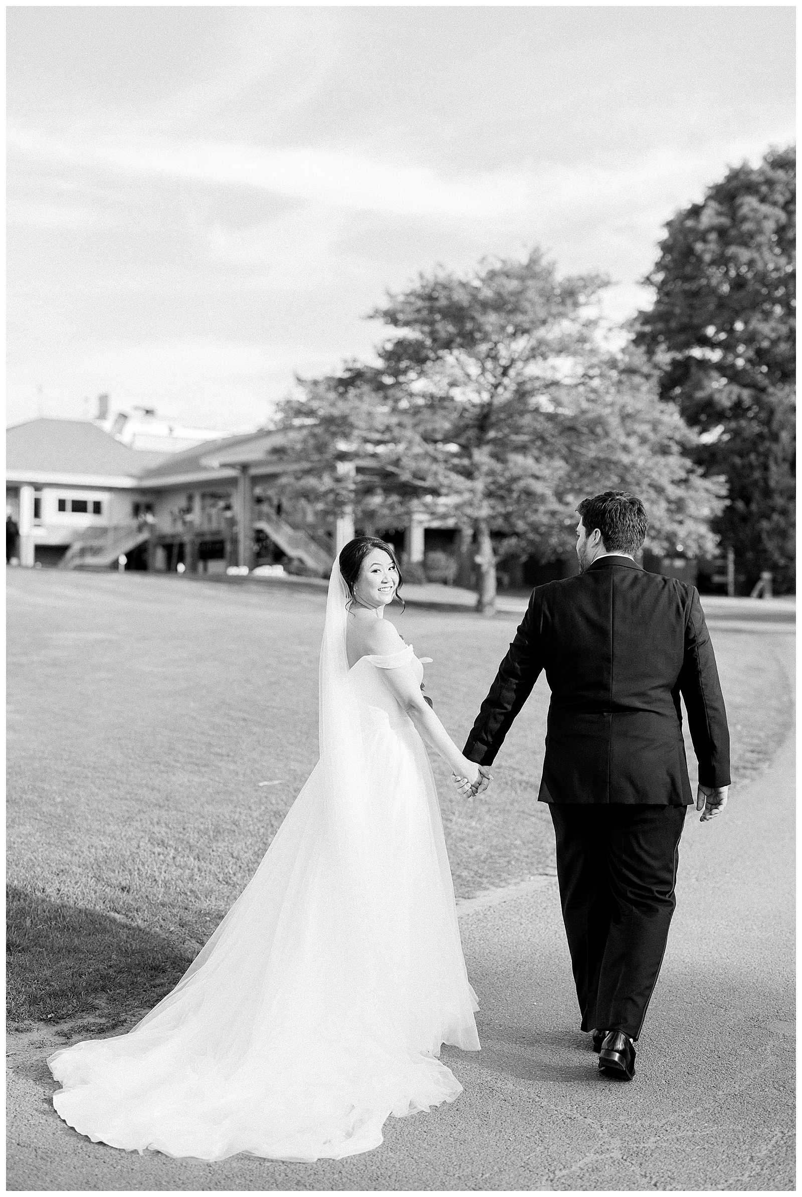 international country club bride and groom portraits