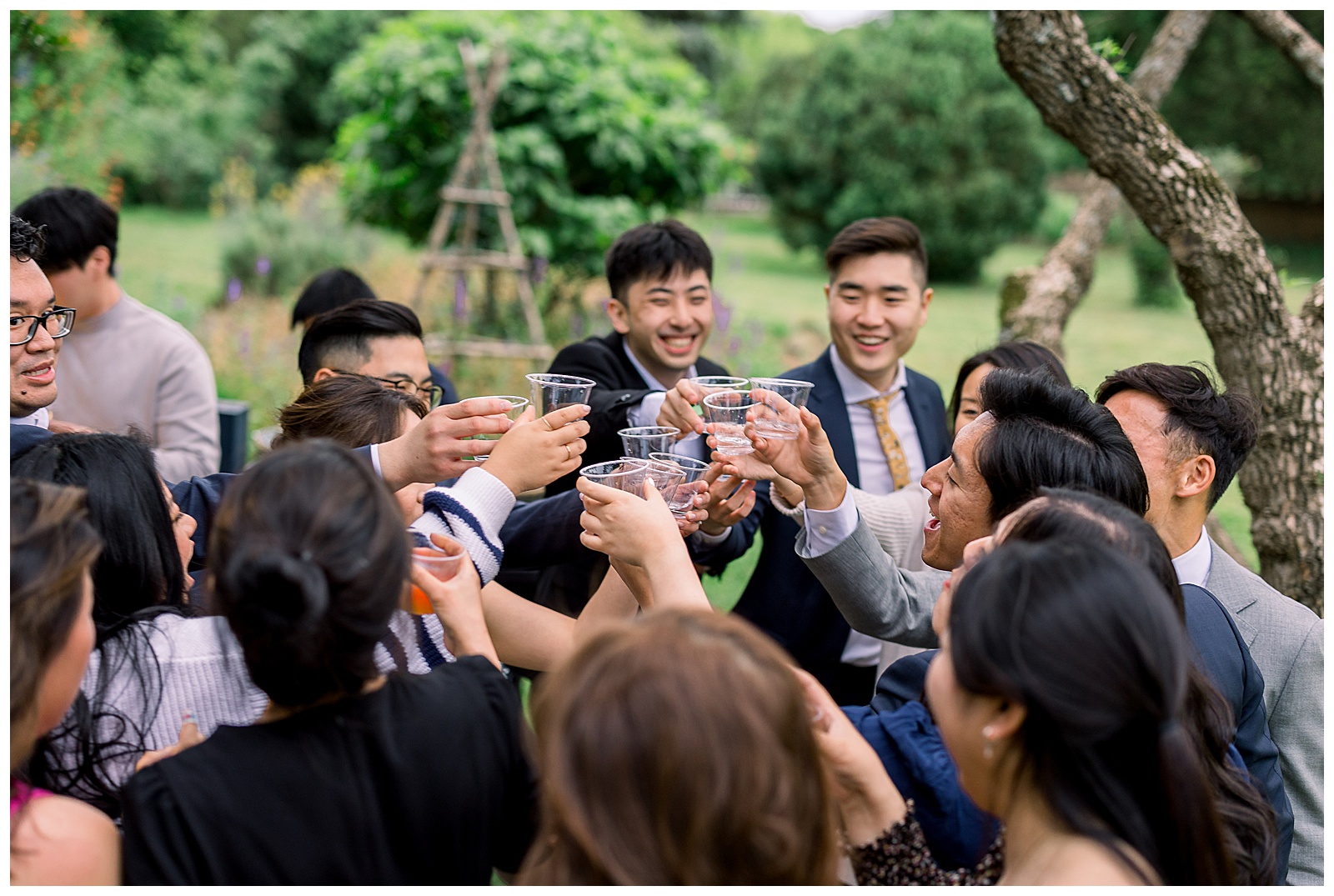 guests cheering during cocktail hour