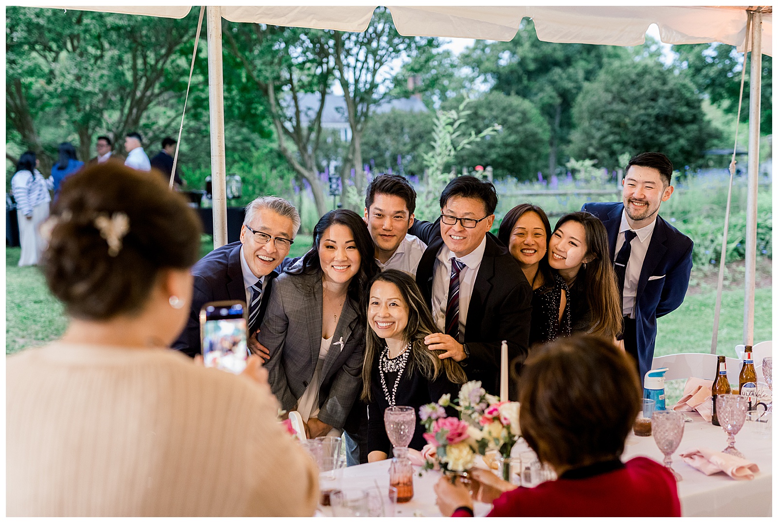 guests taking selfies during reception